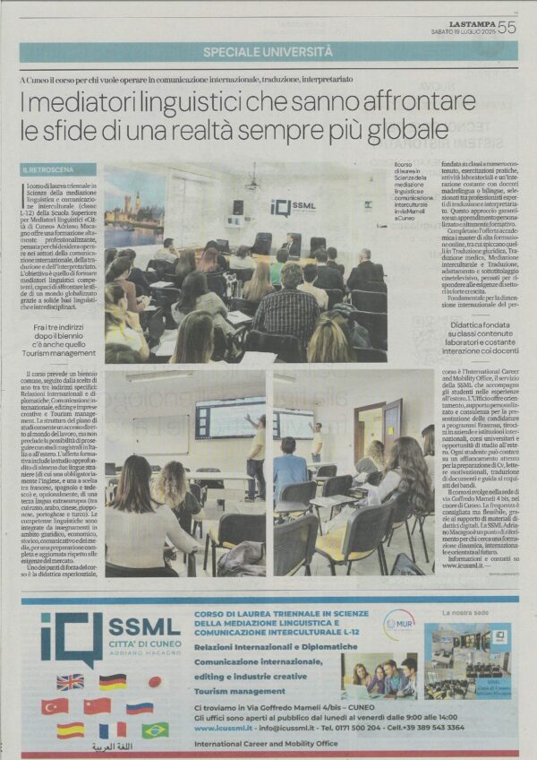 ICUSSML menzionata su La Stampa Luglio 2025